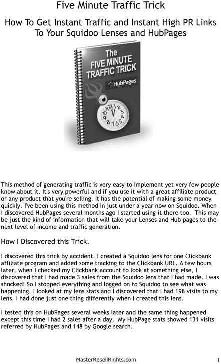 Product picture  The Five Minute Traffic Trick